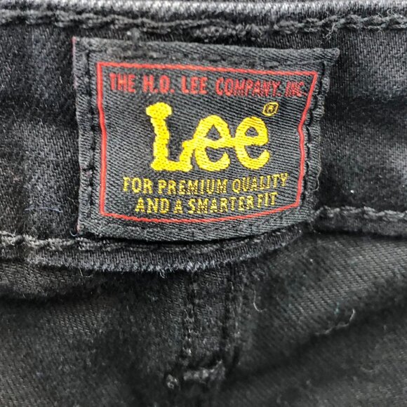 Lee Womens Jeans Size 16 Short Straight Leg Classic Black Denim Casual Stretch - Picture 3 of 14